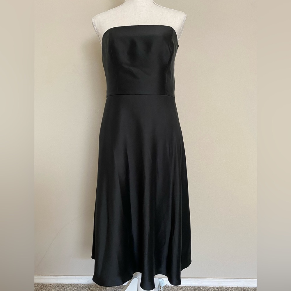 Ann Taylor Black Satin strapless cocktail dress
